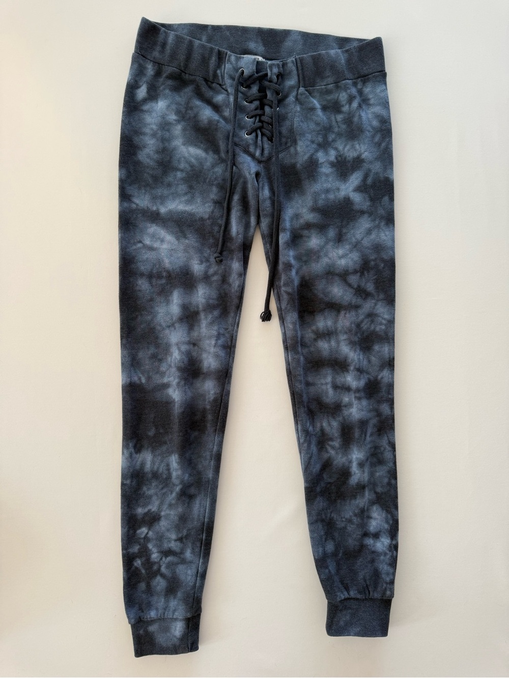 Forever 21 Blue Gray Tie Dye Lace Up Joggers Sweatpants Size M Athleisure